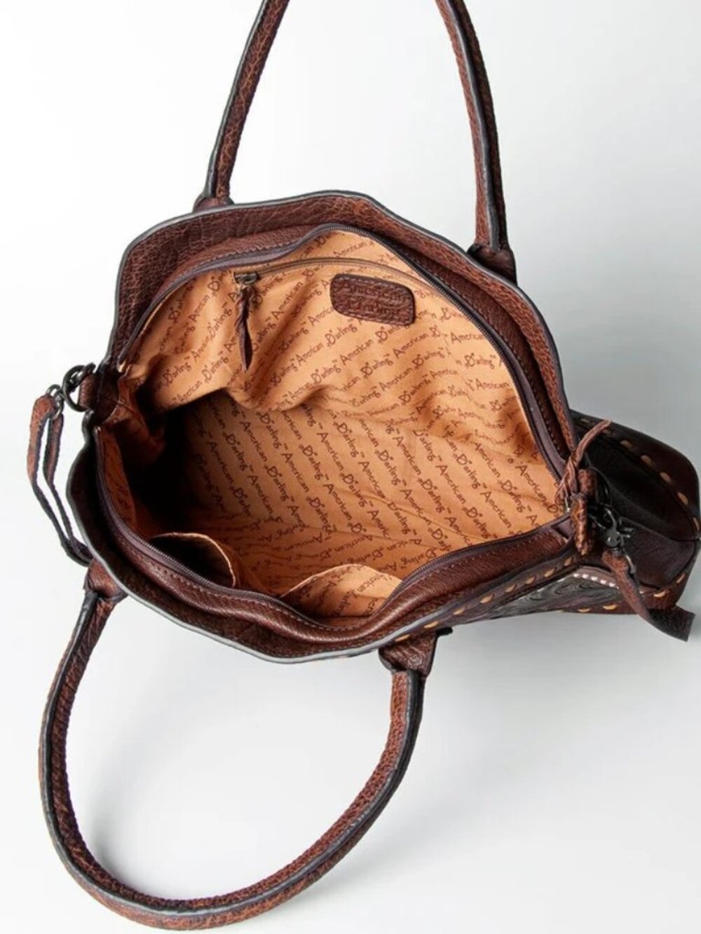 American Darling Boho Bloom Tooled Leather Satchel - Picture 2 of 6